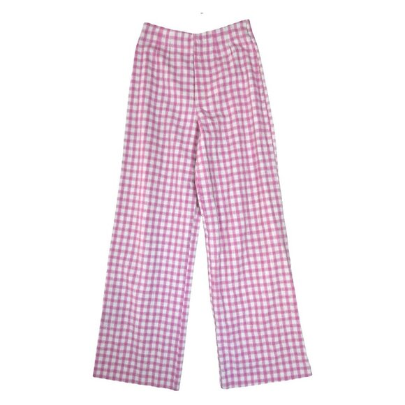 Zara Pants - Zara Pink Gingham Pants Small Cottagecore Coquette Wide Legs Resortwear